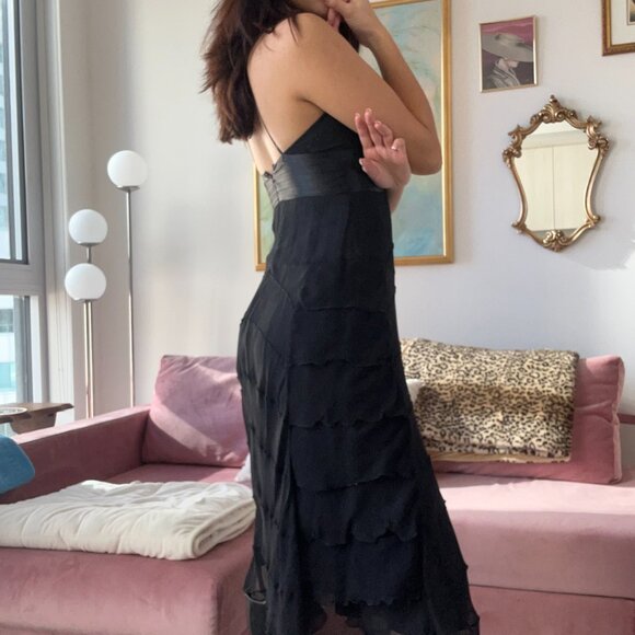 Black Silk Halter Dress - Picture 2 of 8